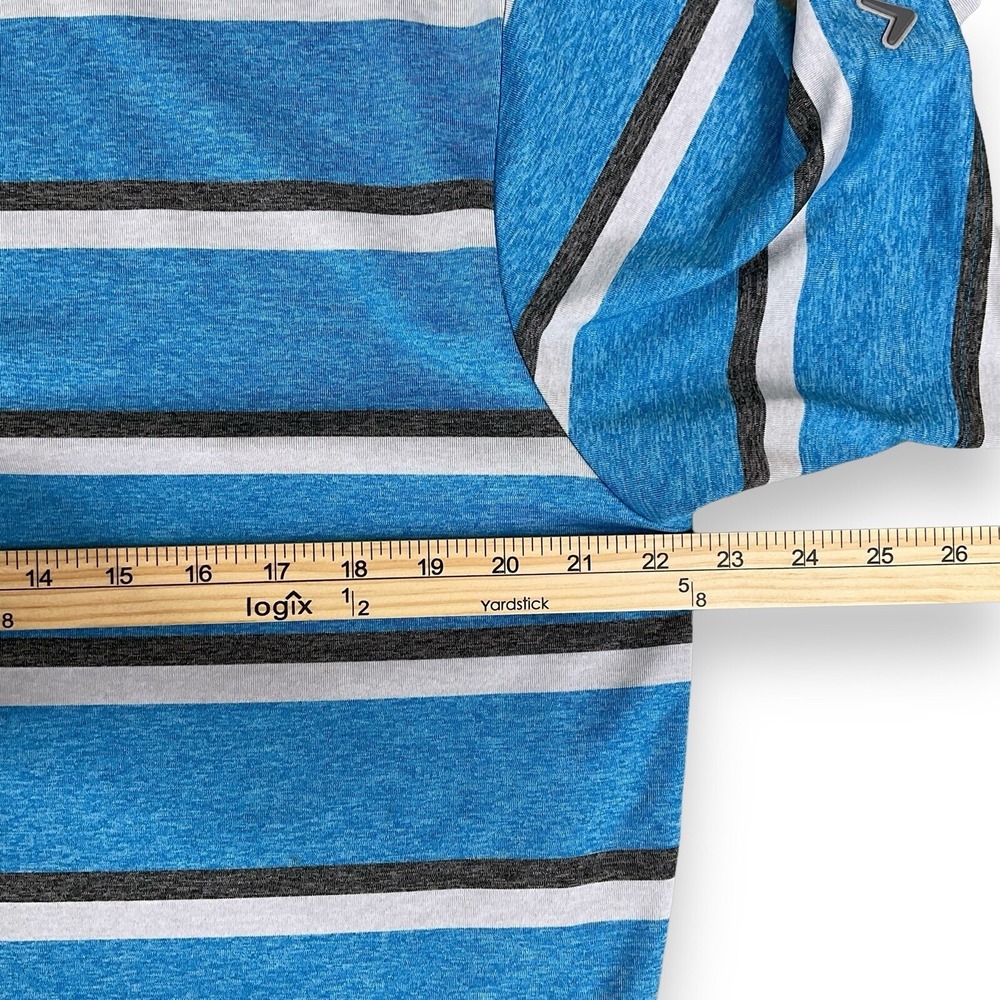 Callaway Polo Shirt Mens Medium Blue Gray Stripe Golf Opti Dri Short Sleeve EUC - Picture 12 of 15